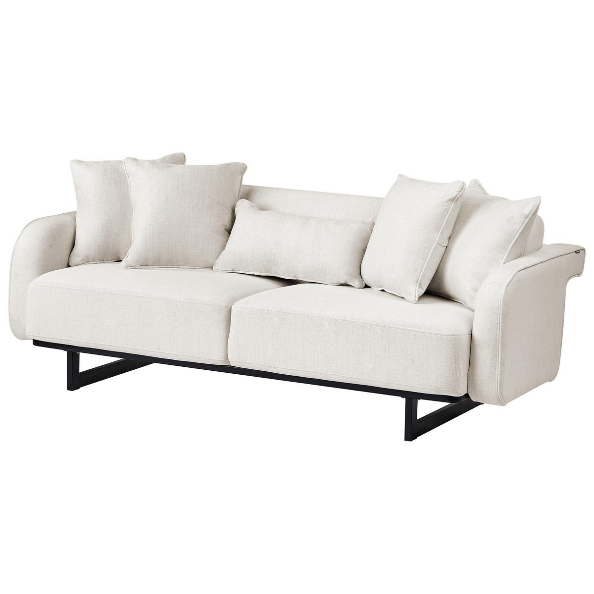 3-SITZER-SOFA Stoff Cremeweiß Svanek - Creme, Textil (196/77/85cm) - Beliani