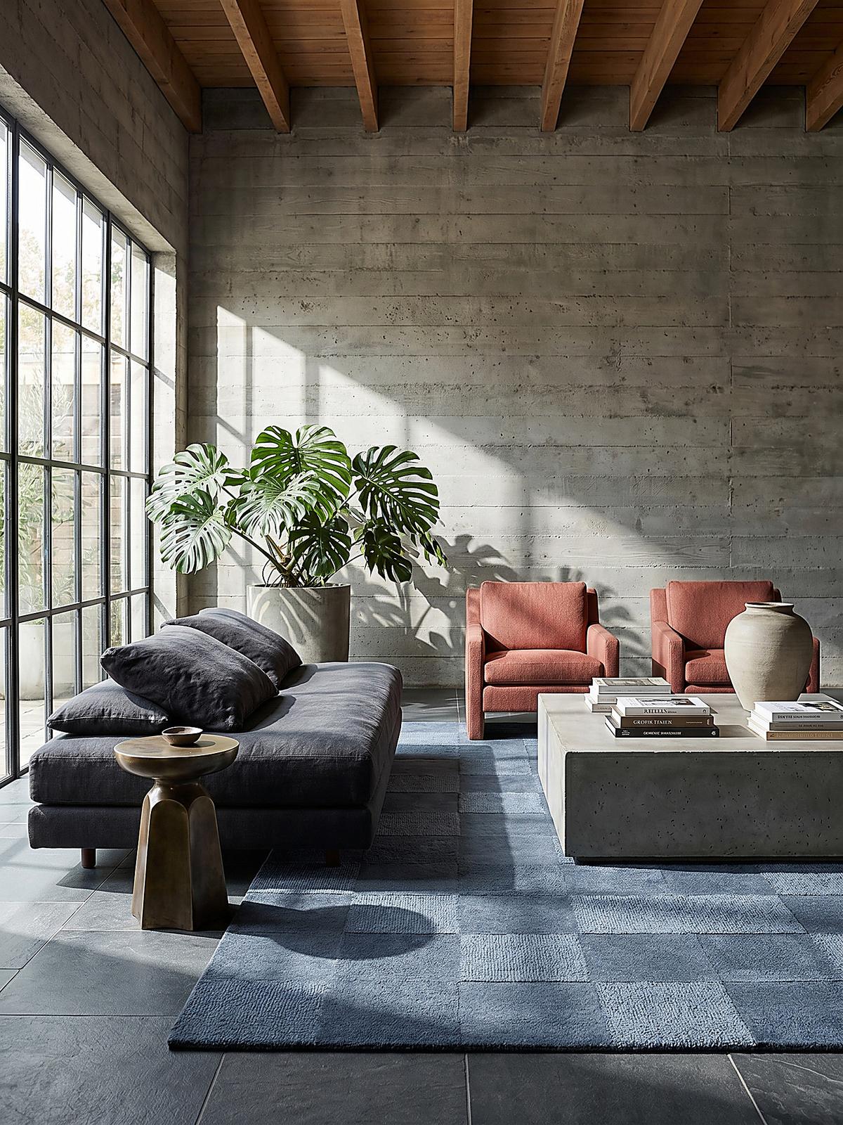 WOLLTEPPICH DEBEN, mit Schachbrettmuster, Blau, 120 x 170 cm - Blau, Textil (170/120cm) - KADIMA DESIGN