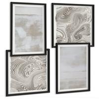 BILDER SET 4er Set - 50x50 cm & 40x60 cm Schwarzer Rahmen - Abgenutzte Texturen, moderner Stil - Schwarz, Kunststoff (50/50cm) - TULUP
