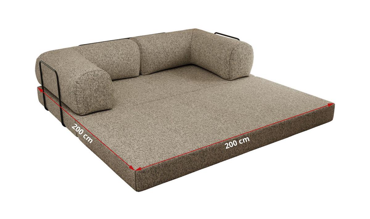 3-SITZER SOFA ORSETTO - Beige Stukture - Beige/Schwarz, Textil/Metall (200/70/100cm) - MKS
