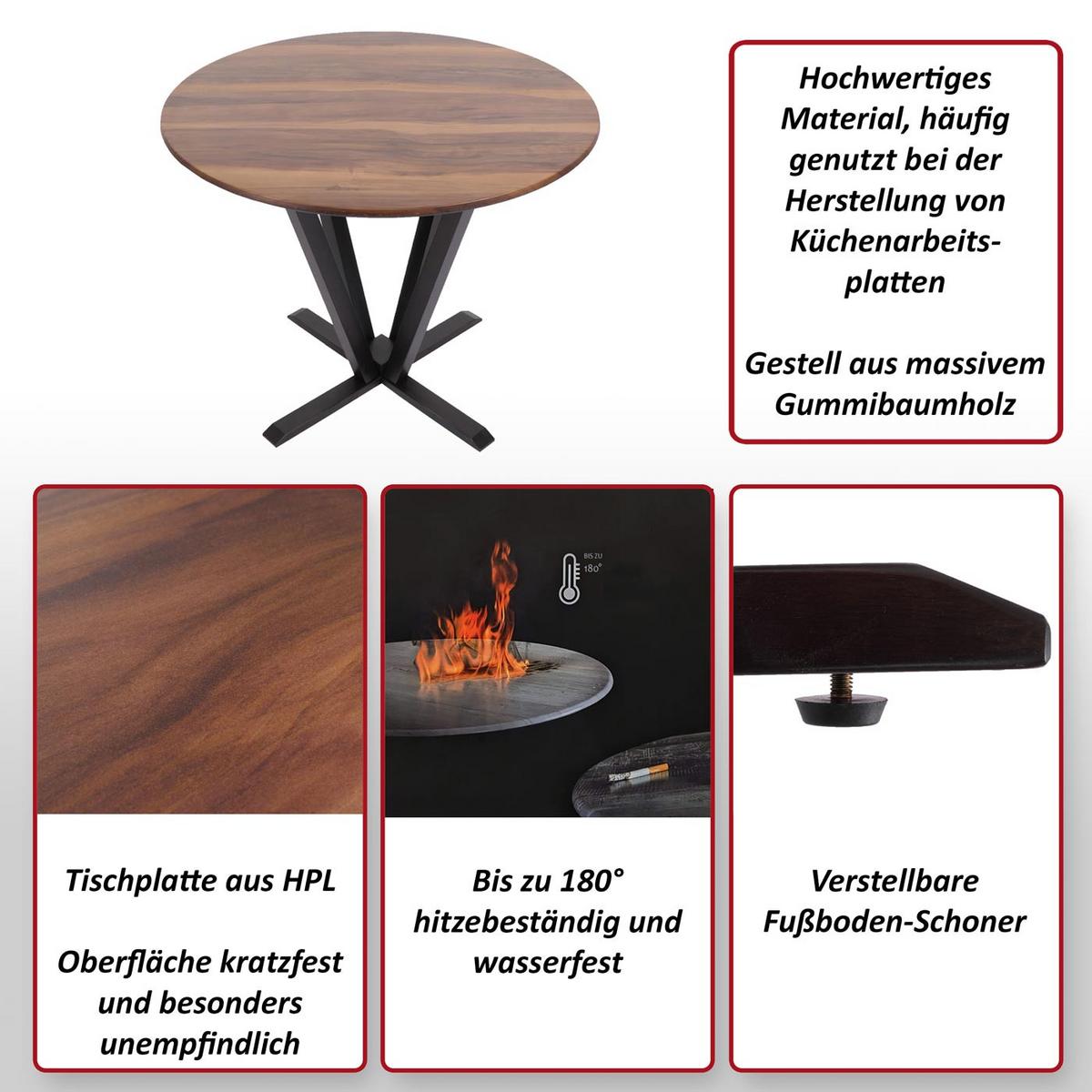 BISTROTISCH rund Braun - Braun, Holz (92/92/76cm) - MCW
