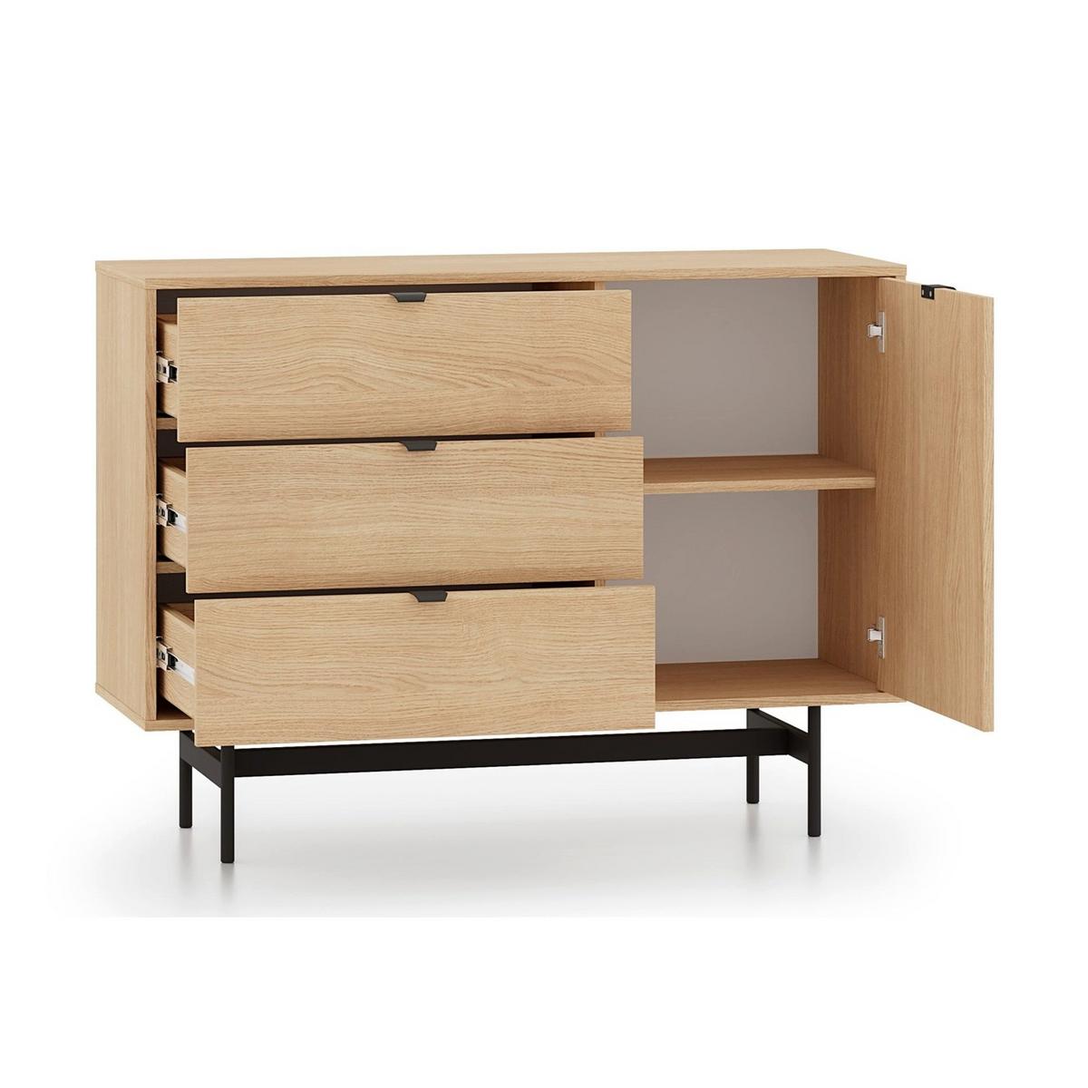 SIDEBOARD Heggers Eiche Mavelie 115 cm - Eichefarben/Schwarz, Holzwerkstoff/Metall (115/85/40cm) - Selsey