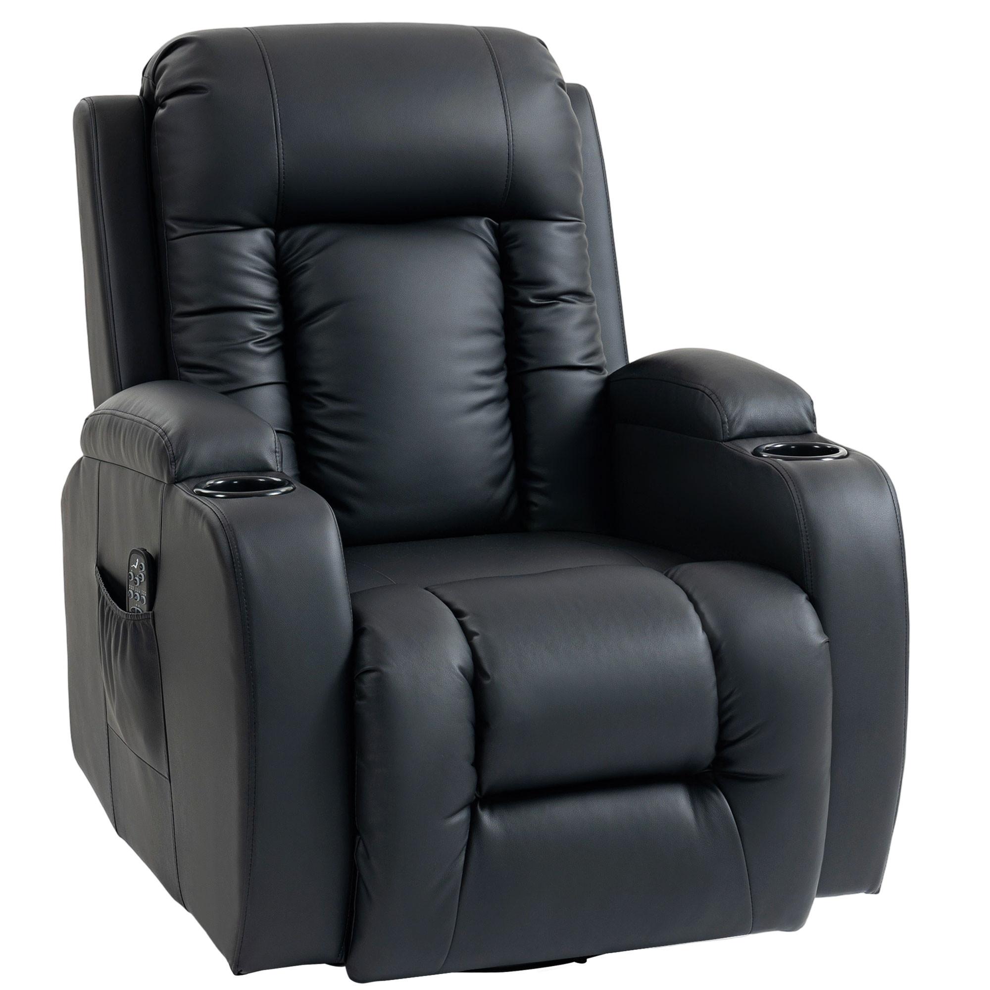 RELAXSESSEL elektrisch verstellbar Massagesessel mit Liegefunktion, Heizung - Hellgrau/Schwarz, Textil (82/103/99cm) - HOMCOM
