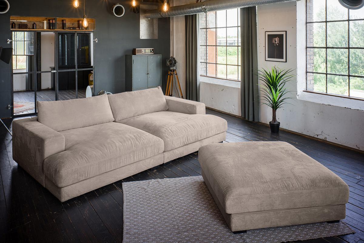 BIG SOFA-SET 6-TLG MADELINE Taupe Cord - Taupe/Schwarz, Kunststoff/Textil (290/85/170cm) - KAWOLA