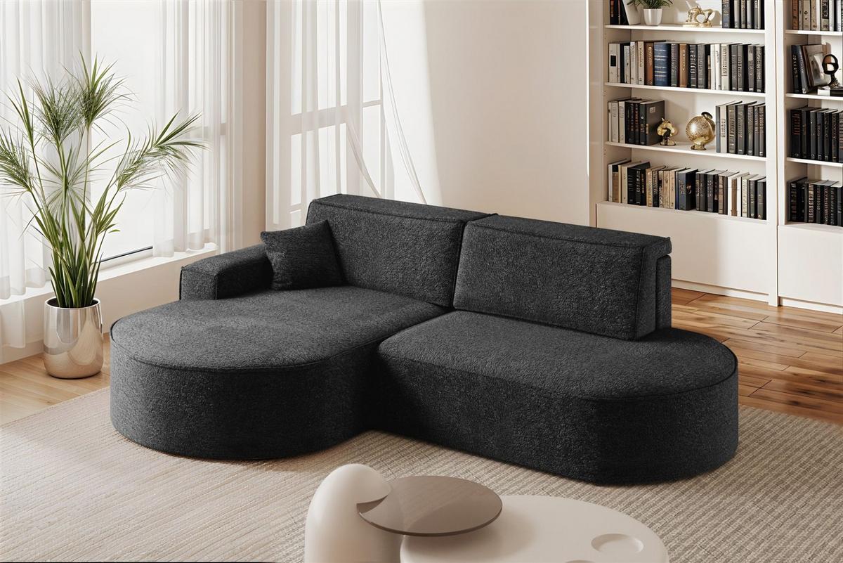 ECKSOFA Venedig Mit Schlaffunktion - Schwarz, Holzwerkstoff/Textil (278/179cm) - Fun Möbel