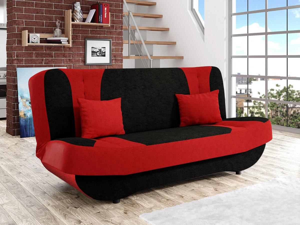 SCHLAFSOFA Pinto - Rot/Schwarz, Holzwerkstoff/Kunststoff (190/94/90cm) - MIRJAN24