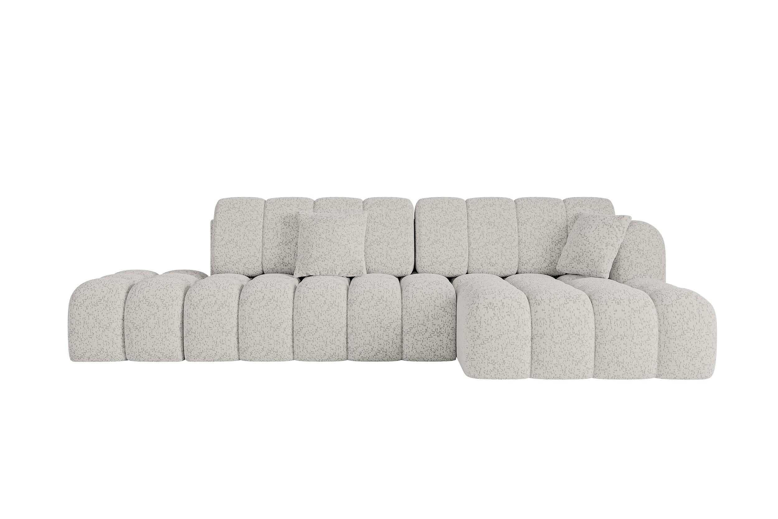 ECKSOFA mit Schlaffunktion Ottomane RECHTS OLEA-L2 321x164x75 Hellgrau Tissu - Silberfarben/Schwarz, Holzwerkstoff/Kunststoff (164/321cm) - ALTDECOR