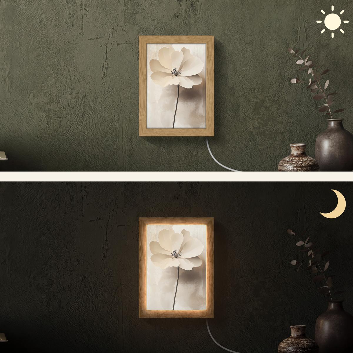 WANDLEUCHTE Blume - Beige - Farbe - Schatten 15x20 cm - Beige, Holzwerkstoff (15/20/8cm) - OnlyWow