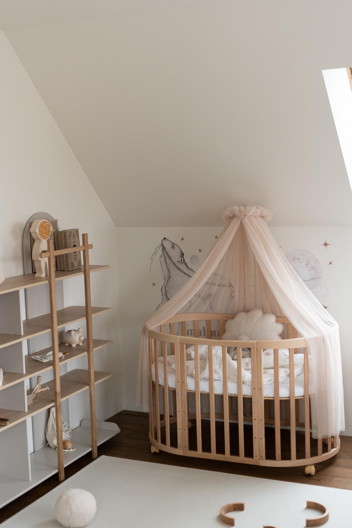 BABY Betthimmel Baldachin mit Himmelstange - Beige, Textil - waldin