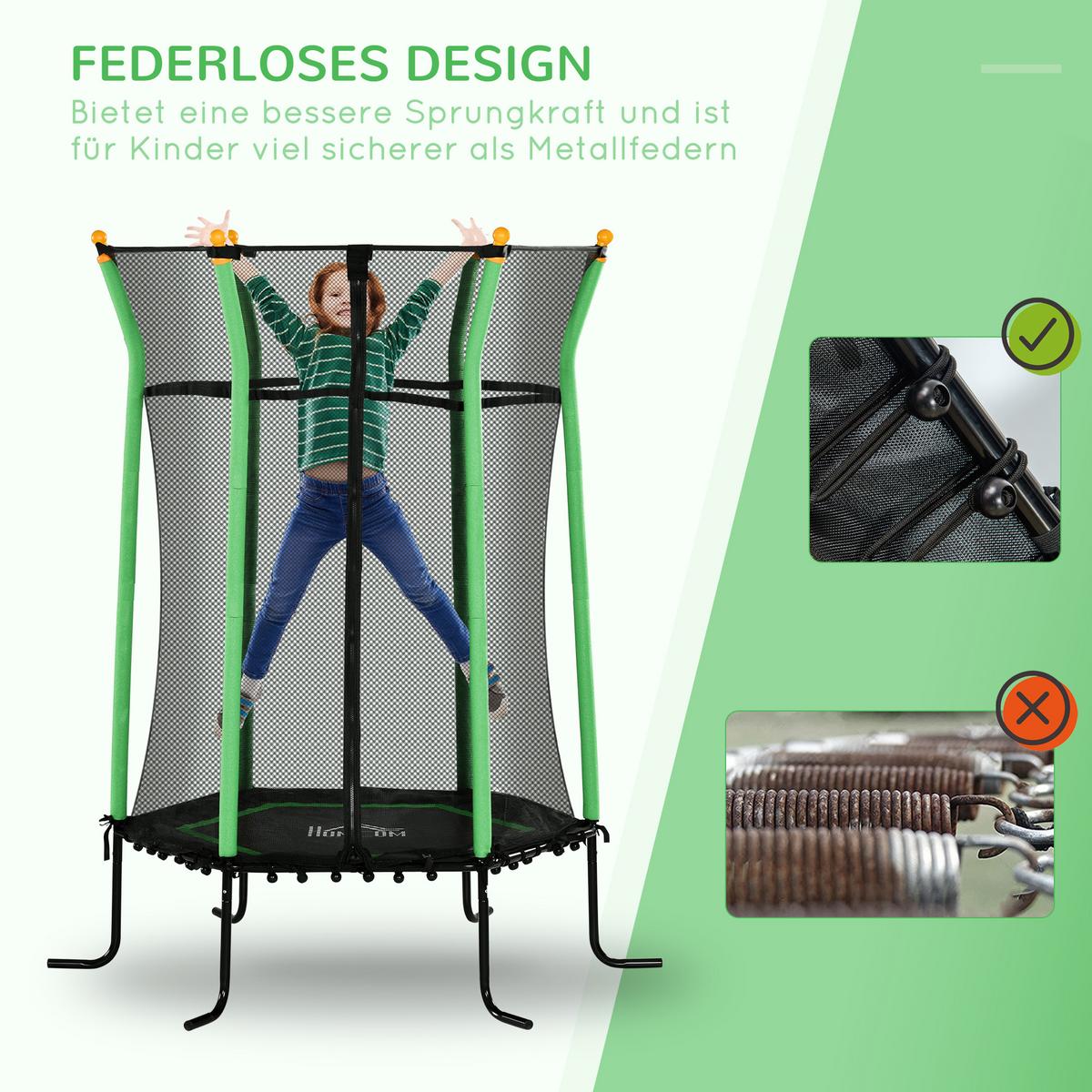 KINDERTRAMPOLIN Stahl Kunststoff Grün - Grün, Metall (111/122cm) - HOMCOM