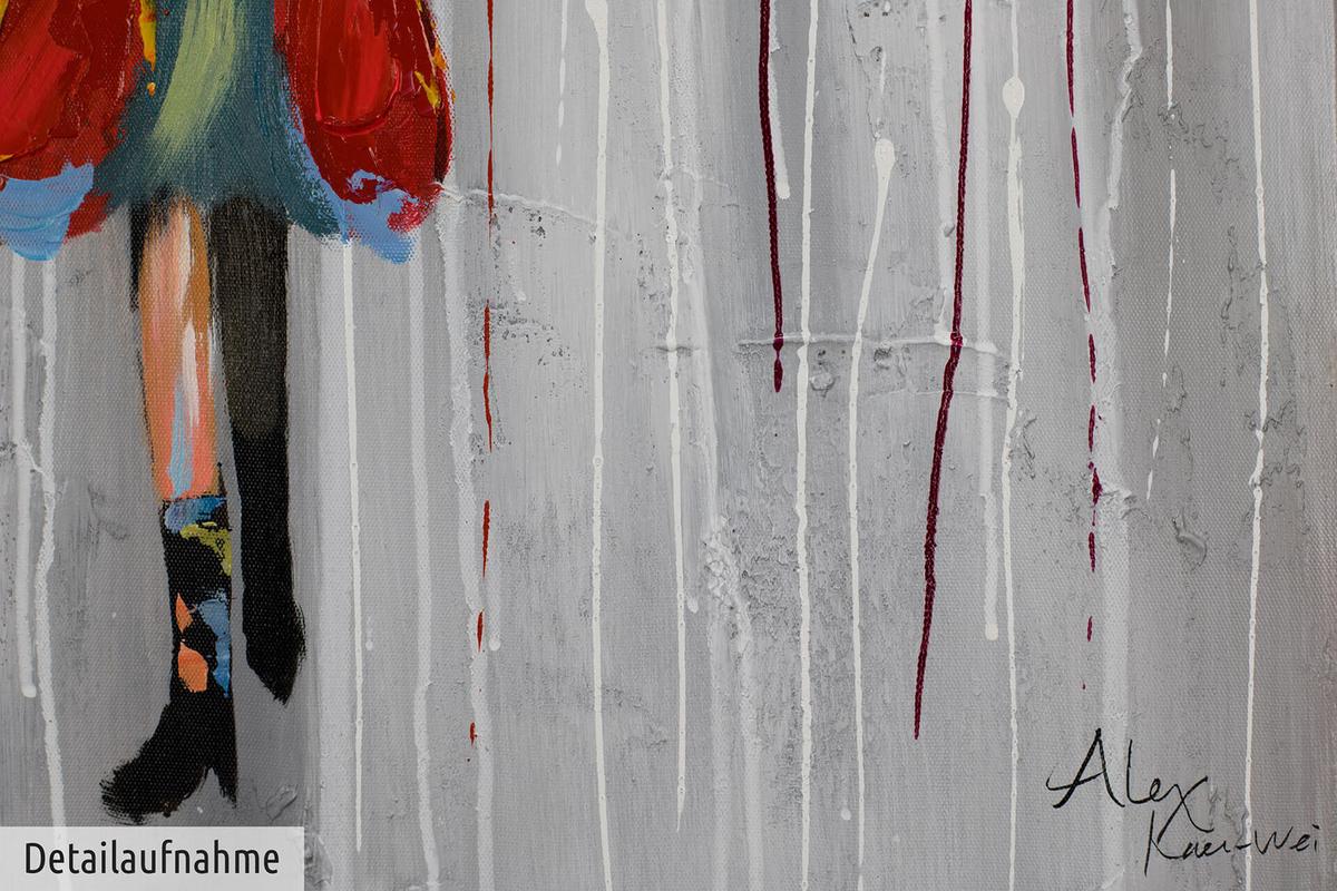 ACRYLBILD HANDGEMALT 60/60 cm - Rot/Grau, Holz/Textil (60/60cm) - KUNSTLOFT