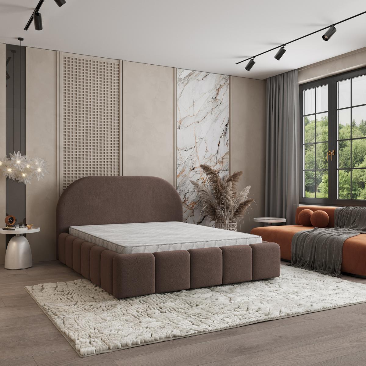 POLSTERBETT FLUSSO 180x200 cm mit Bettkästen - Braun - Braun, Holz (180/200cm) - MASSENO