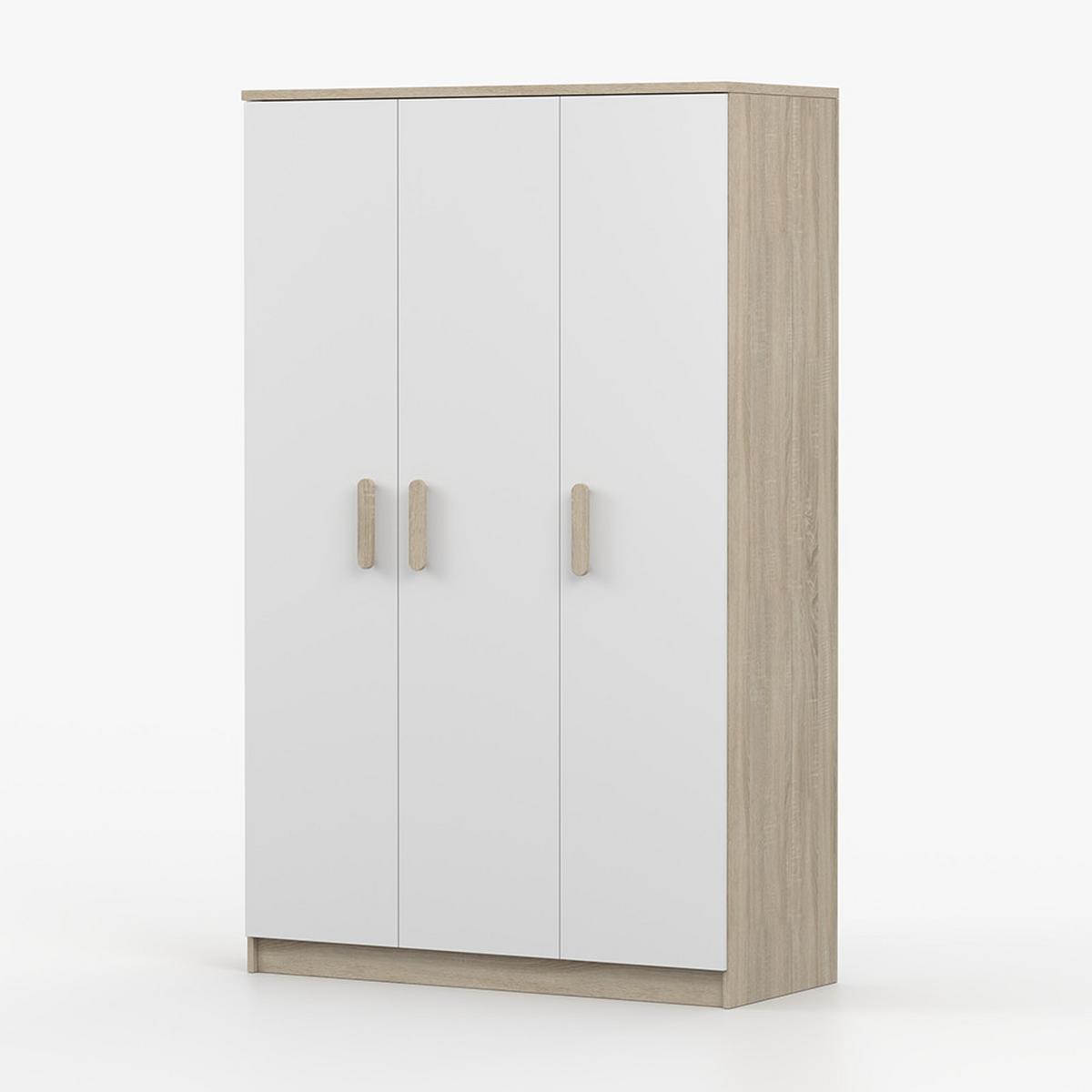 KLEIDERSCHRANK Jonas III 2D 19, 120/192/50, 3-türig, Sonoma-Eiche - Sonoma Eiche, Holzwerkstoff (120/194/50cm) - imoebel24