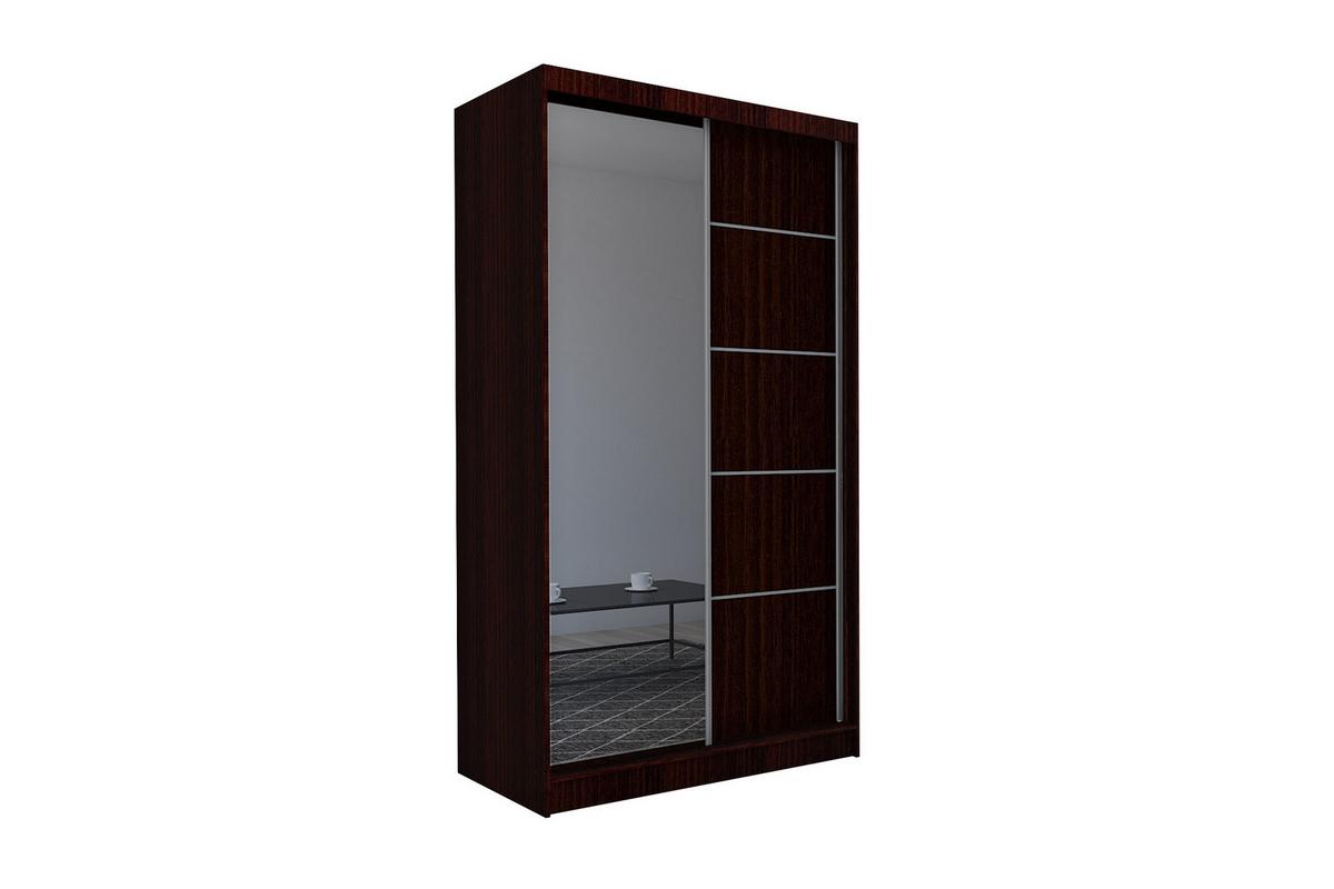 SCHWEBETÜRENSCHRANK MIRELLA 150/216/61 cm 2-türig mit Spiegel Wengefarben - Wengefarben, Holzwerkstoff (150/216/61cm) - MASSENO