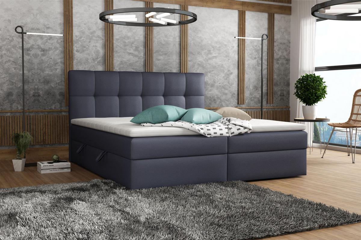 BOXBETT Arturo In Kunstleder Soft - Anthrazit, Holzwerkstoff/Textil (180/200cm) - Fun Möbel