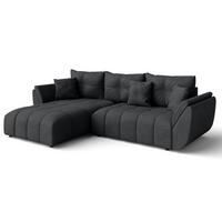 ECKSOFA L Form Verciani Dunkelgrau 280/190/91 cm mit Schlaffunktion - Dunkelgrau/Schwarz, Kunststoff/Textil (280/190cm) - AX Living