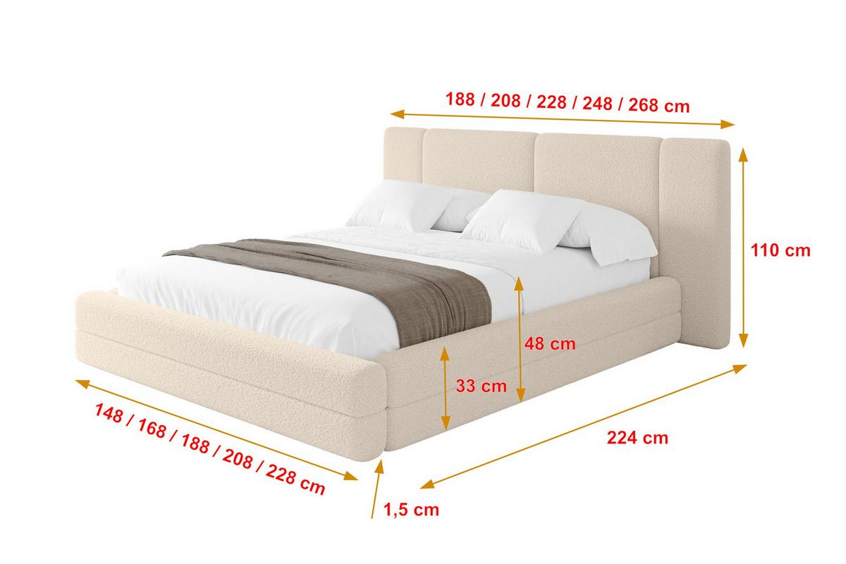 POLSTERBETT mit Bettkasten und Lattenrost, Bett mit Matratze H3/H4 - TEVO 140x200 Dunkelbeige - Cappuccino, Holzwerkstoff/Textil (140/200cm) - ALTDECOR