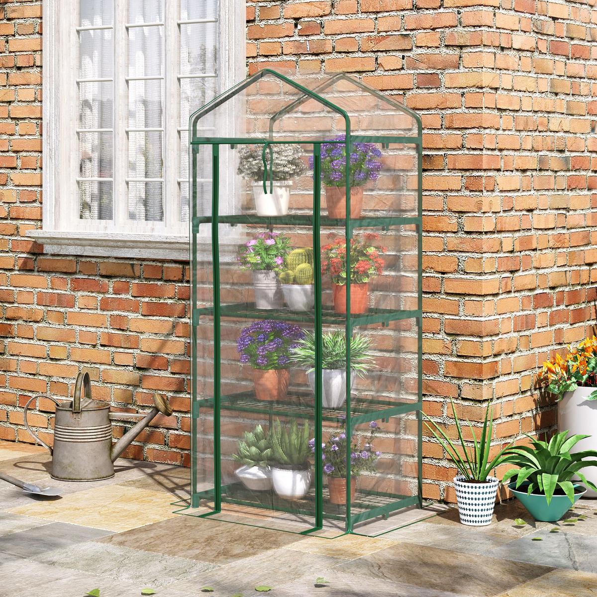 FOLIENGEWÄCHSHAUS, Transparent, PVC, Stahl - Transparent, Kunststoff (50/160/70cm) - Outsunny