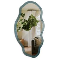 SPIEGEL 90x45 cm asymmetrisch mit Druck - Dunkeltürkis - Transparent, Glas (45/90/0.4cm) - TULUP