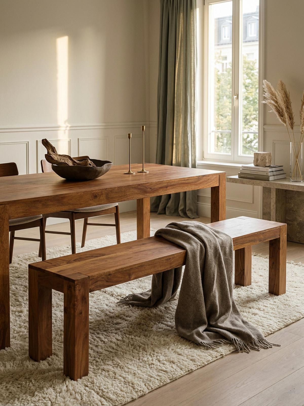 ESSZIMMERBANK MUMBAI Massivholz Landhausstil, Dunkelbraun 120x35x45 cm - Braun, Holz (120/45/35cm) - KADIMA DESIGN