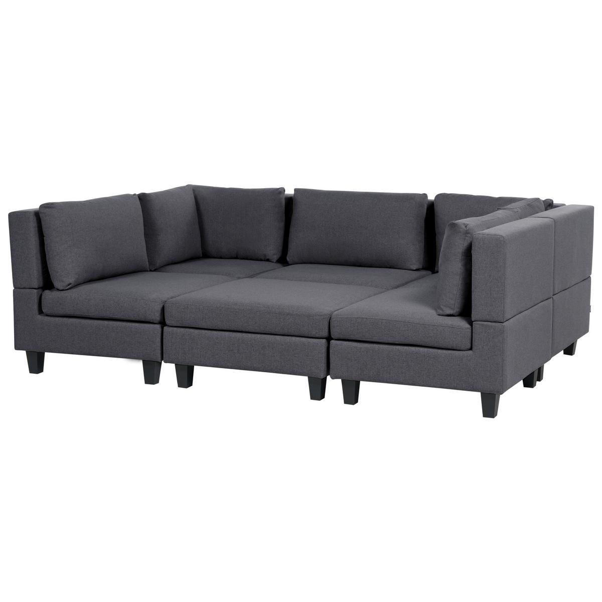 5-SITZER-MODULSOFA U-förmiges Dunkelgrau Stoff mit Ottomane Unstad - Dunkelgrau, Textil (228/72/76cm) - Beliani