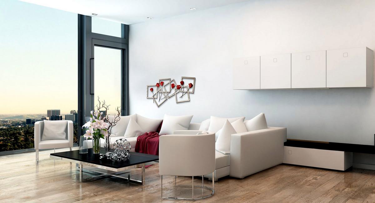 WANDDEKO Rot 97/50 cm - Rot, Metall (1.7/50/5cm) - KUNSTLOFT