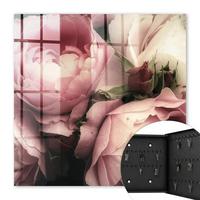 SCHLÜSSELBOX Schwarz 30x30 cm- Türöffnung nach rechts - Rosenschönheit - Pink, Metall (30/30/5cm) - TULUP