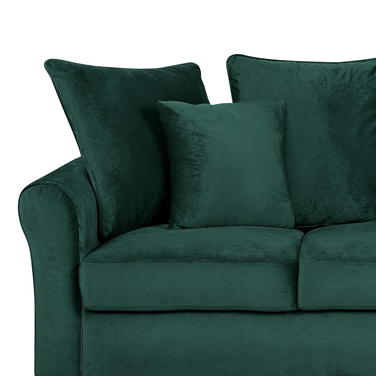 3-SITZER-SOFA Samtstoff Dunkelgrün Bornholm - Dunkelgrün, Textil (197/76/79cm) - Beliani