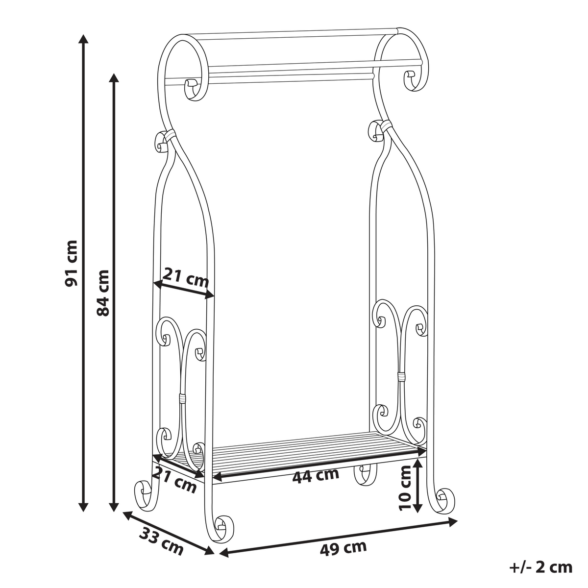 HANDTUCHSTÄNDER Antik Optik grau 49 x 91 cm Linares - Grau, Metall (49/91/33cm) - Beliani