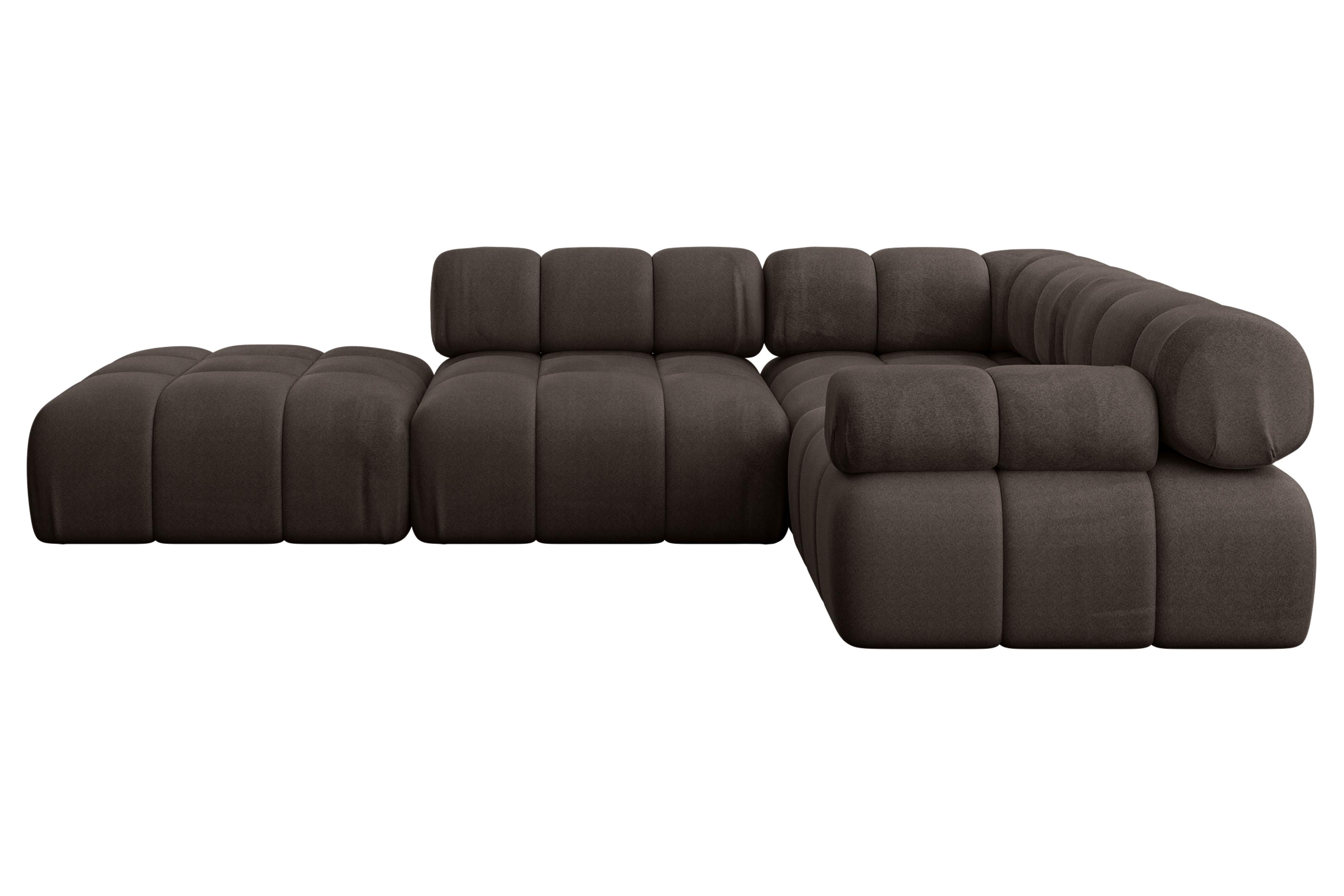 ECKSOFA modulares Sofa Felto-L1 - 285x190x70 cm Braun Velours - Braun, Holzwerkstoff/Textil (285/190cm) - ALTDECOR