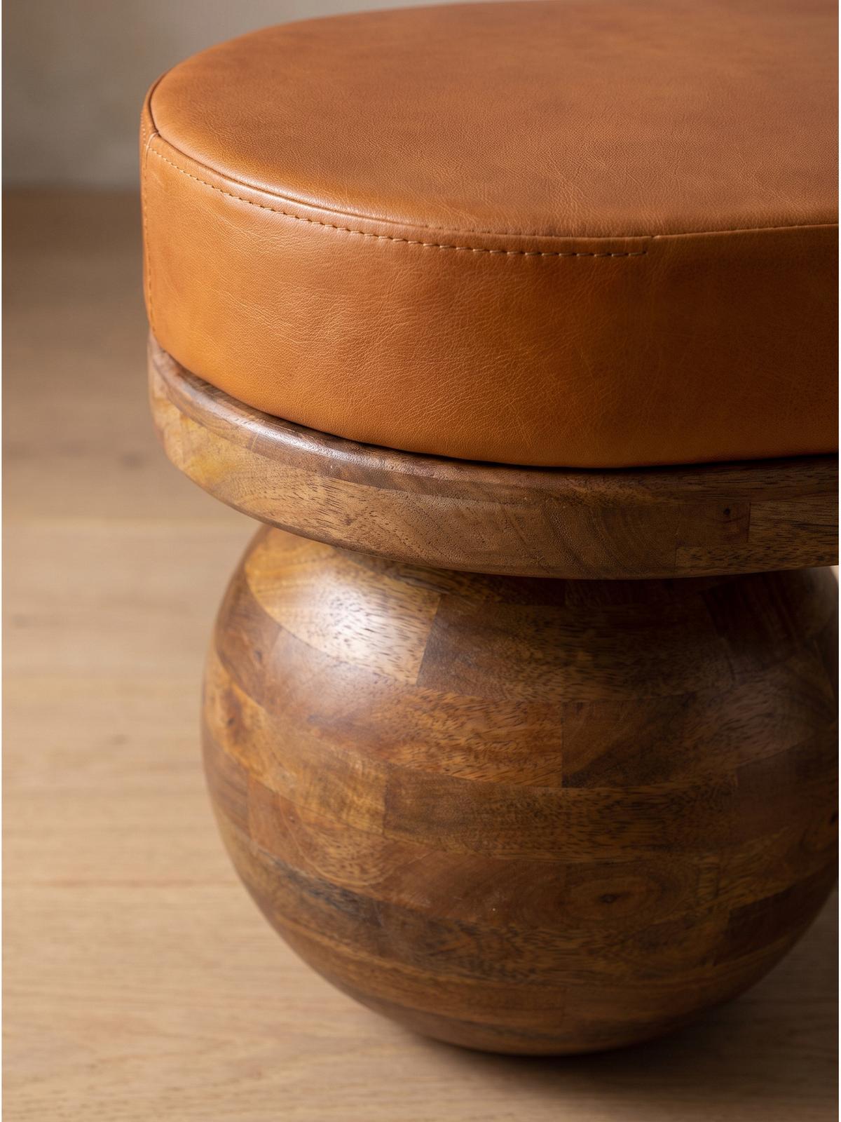 SITZBANK MAKARSKA, Ziegenleder, Braun, 140 x 40 x 47 cm - Braun/Honig, Mangoholz/Holz (140/47/40cm) - KADIMA DESIGN