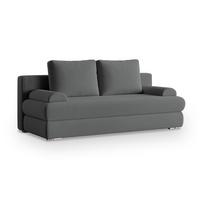 SCHLAFSOFA ASPERO Grau Plüsch-Stoff mit Schlaffunktion - Grau, Holz (200/95/75cm) - MASSENO