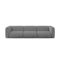 MODULARES Sofa 3-SITZER MIRA-S2 319x89x70 Grau cm Velours - Schieferfarben/Schwarz, Holzwerkstoff/Kunststoff (319/70/89cm) - ALTDECOR