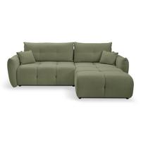 ECKSOFA MODA E Olivgrün Geflochtener Stoff mit Schlaffunktion - Olivgrün, Holz (257/177cm) - MASSENO
