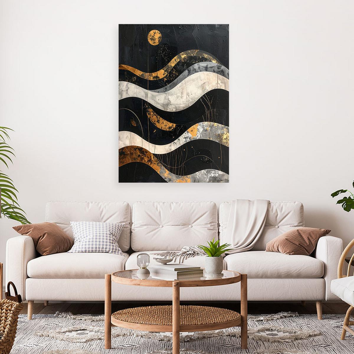 LEINWANDBILD Abstraktion 70x100cm - Schwarz, Textil (70/100cm) - Feeby