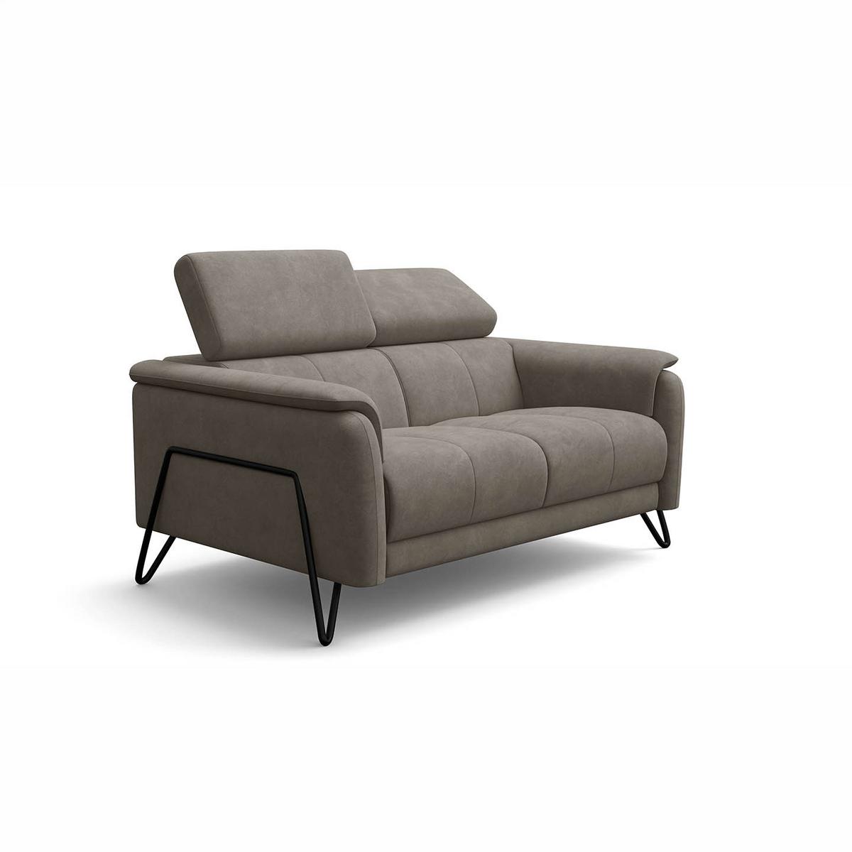 SOFA RODEN 2-Sitzer, beige, Veloursstoff - Beige, Holz/Textil (152/82/103cm) - Wozimo