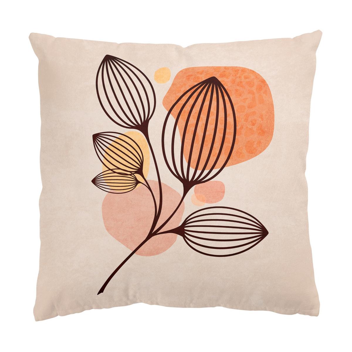 DEKOKISSEN 2er-Set Boho Blätter Duo II 40/40 cm - Orange, Textil (40/40cm) - Bilderwelten