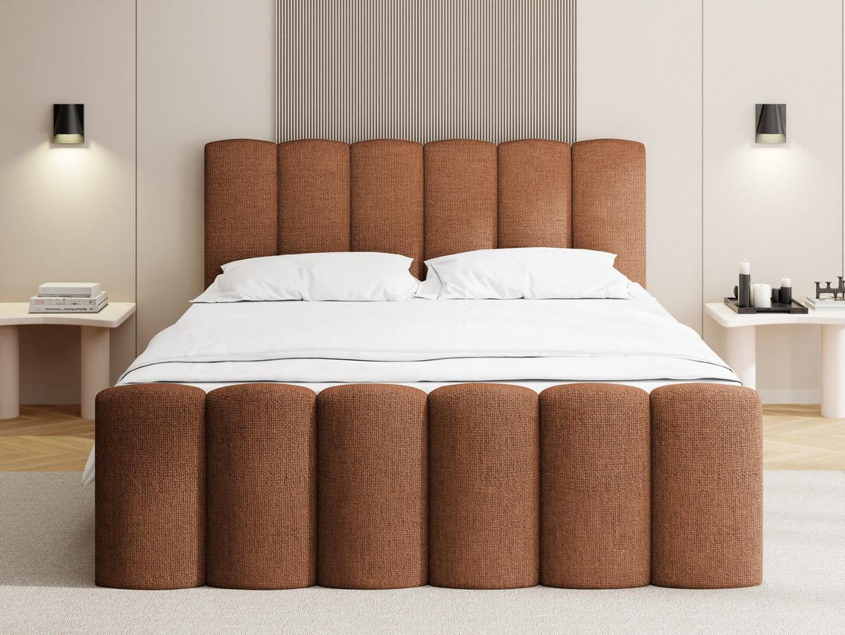 BOXBETT Serenity mit Bettkasten, Orange Chenille 120x200 cm – inkl. H4 Taschenfederkern Matratze & Foam Topper - Schwarz/Orange, Holz/Holzwerkstoff (120/200cm) - WFL GROUP