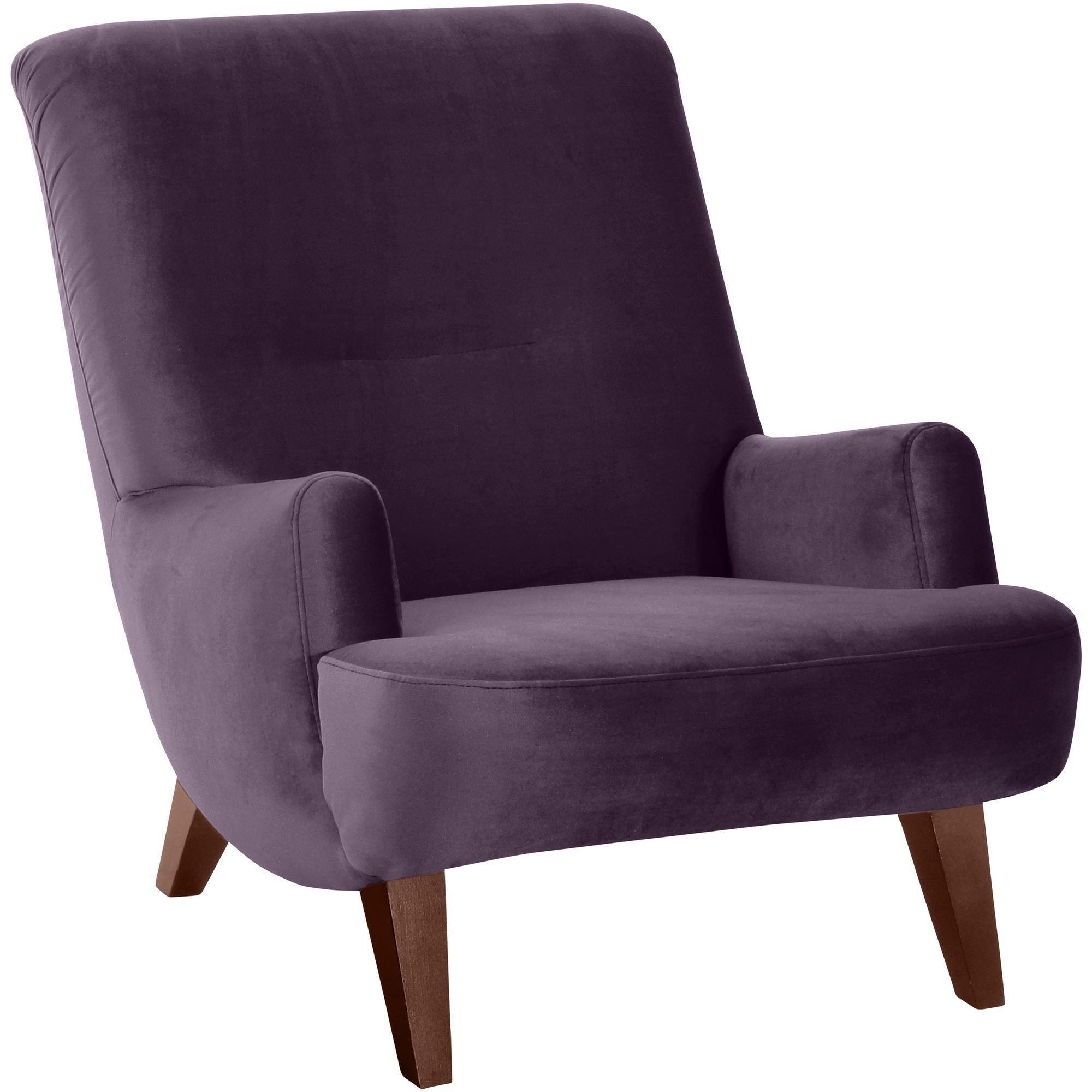 SESSEL Kajsa 71x80x101 Bezug Samtvelours Buche nussbaum/purple - Violett/Nussbaumfarben, Kunststoff (101/80/71cm) - 58aufmkessel