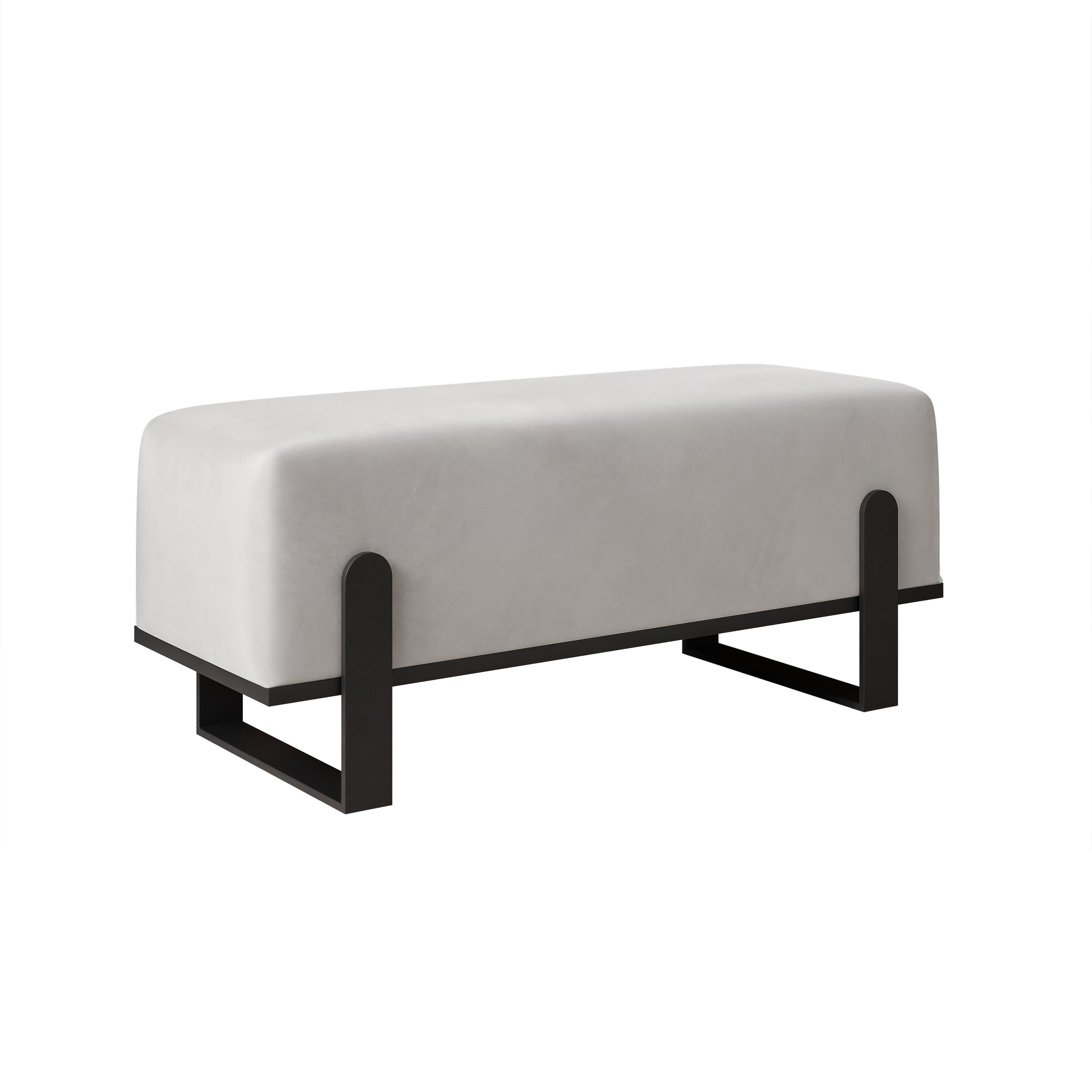 POLSTERBANK MARA 80 cm Schwarz / Grau ,Metallgestell - Grau, Textil/Metall (80/47/35cm) - Idohome