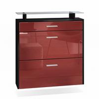 SCHUHSCHRANK Malea Front in Bordeaux Hochglanz - Bordeaux, Holzwerkstoff (89/96/23cm) - Vladon