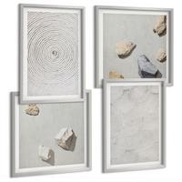 BILDER SET 4er Set - 50x50 cm & 40x60 cm Silberner Rahmen - Geometrische Pappsteine - Silberfarben, Kunststoff (50/50cm) - TULUP