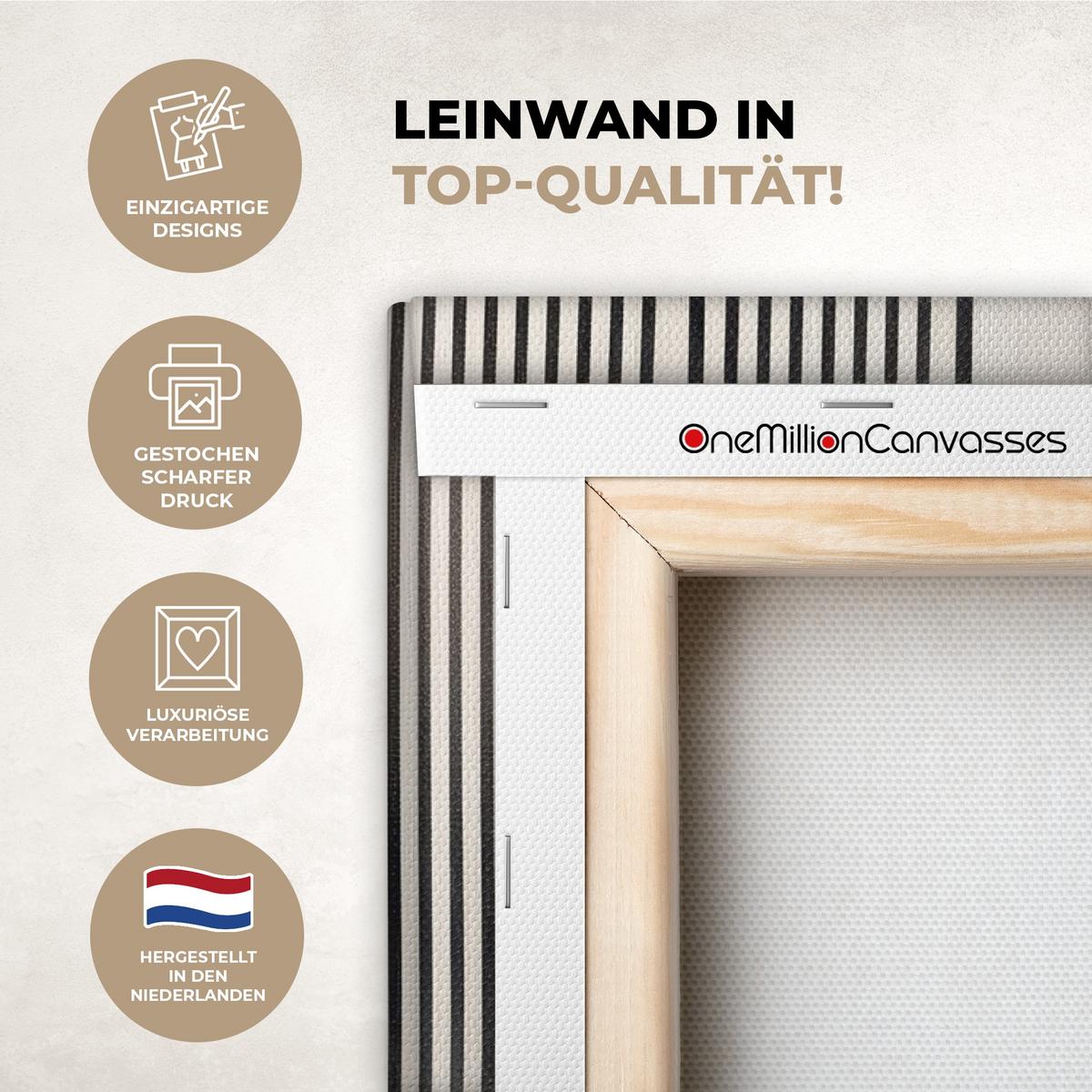 LEINWANDBILD Abstrakt - Japandi - Beige - Modern Wandbild Wohnzimmer 60x80 cm - Schwarz, Textil (60/80cm) - MuchoWow