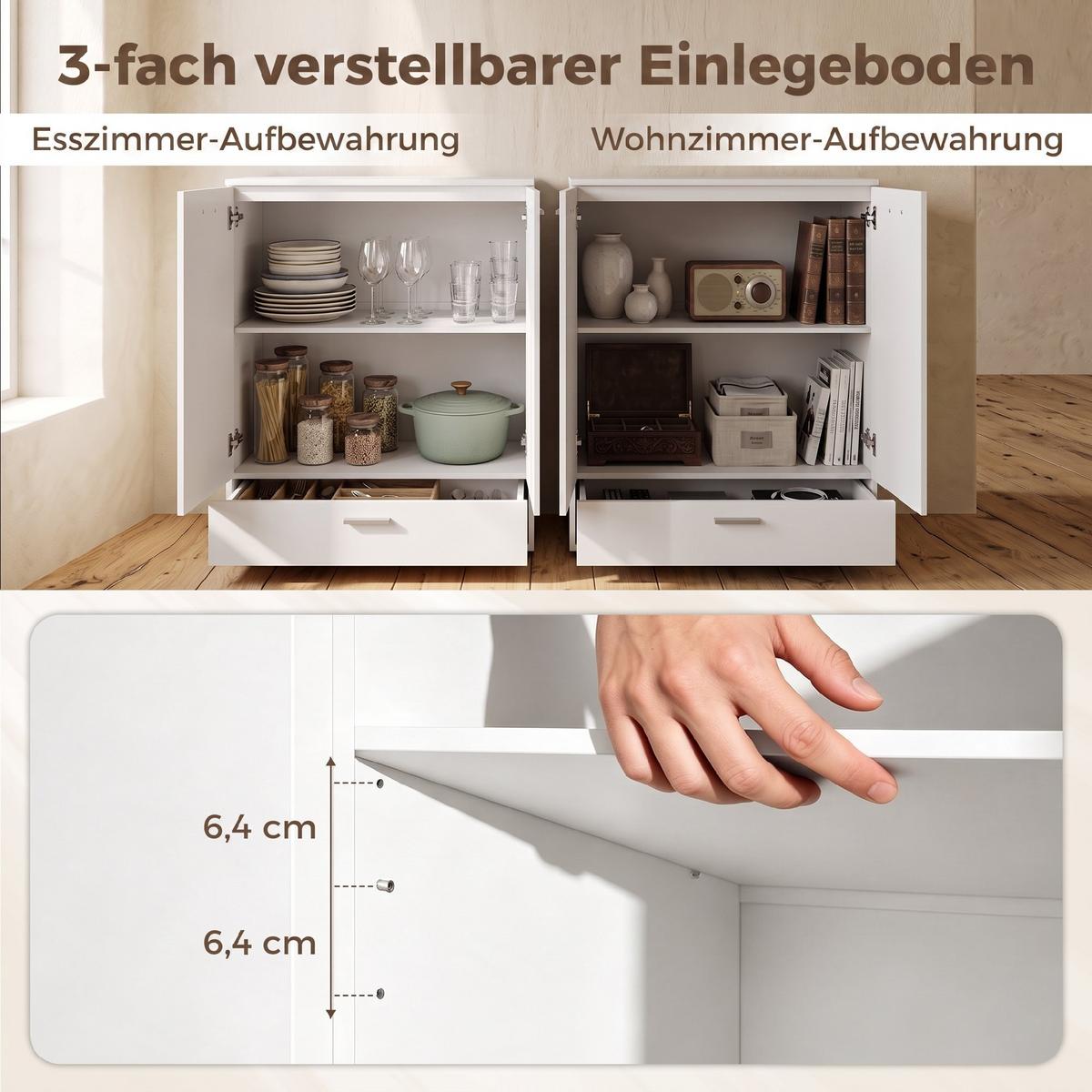 SIDEBOARD MDF Weiß - Weiß, Holzwerkstoff/Metall (42/100/80cm) - HOMCOM