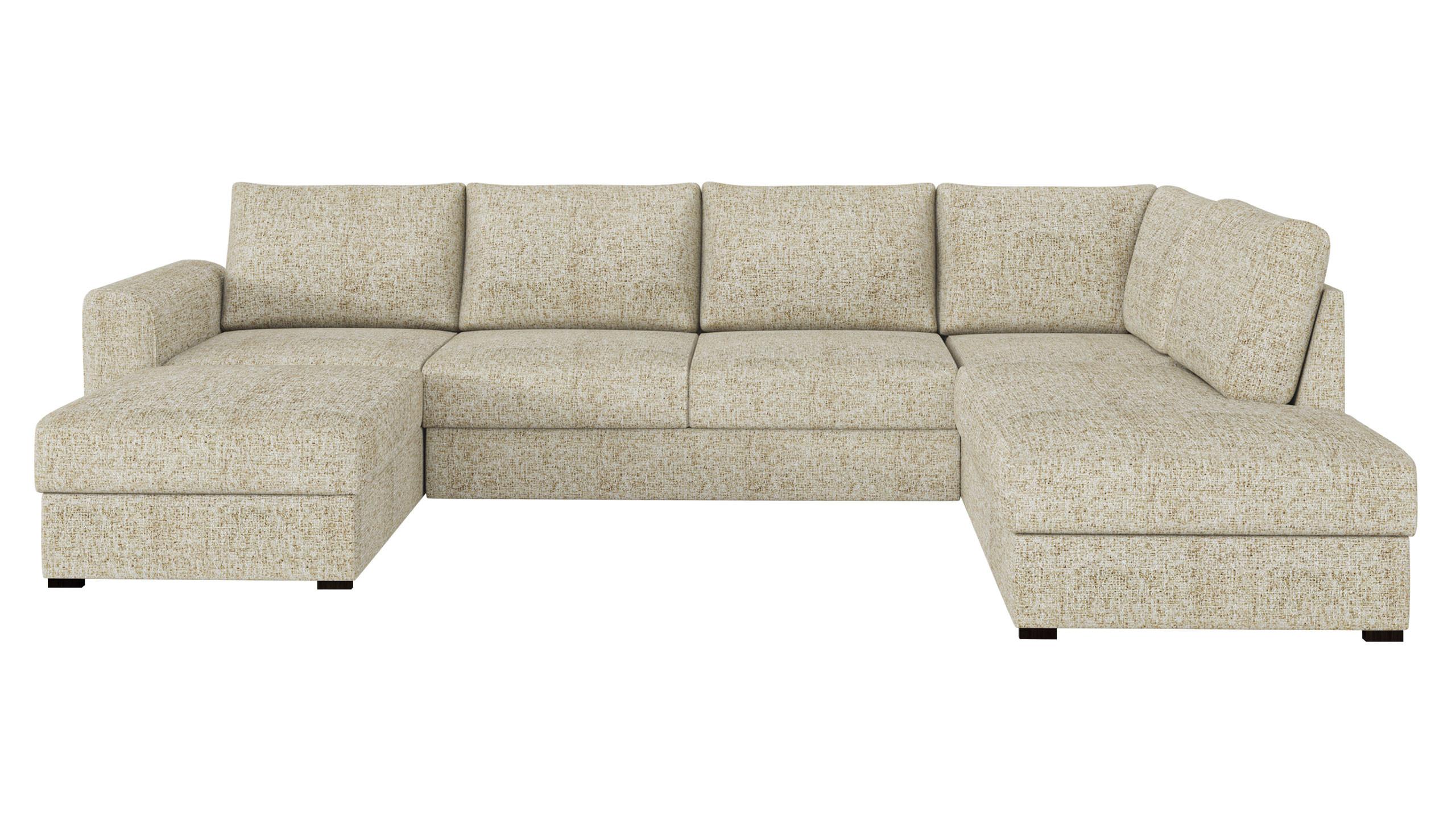 WOHNLANDSCHAFT Wilma Premium, Seite: Rechts - Sandfarben/Schwarz, Holz/Textil (305/85/188cm) - MIRJAN24