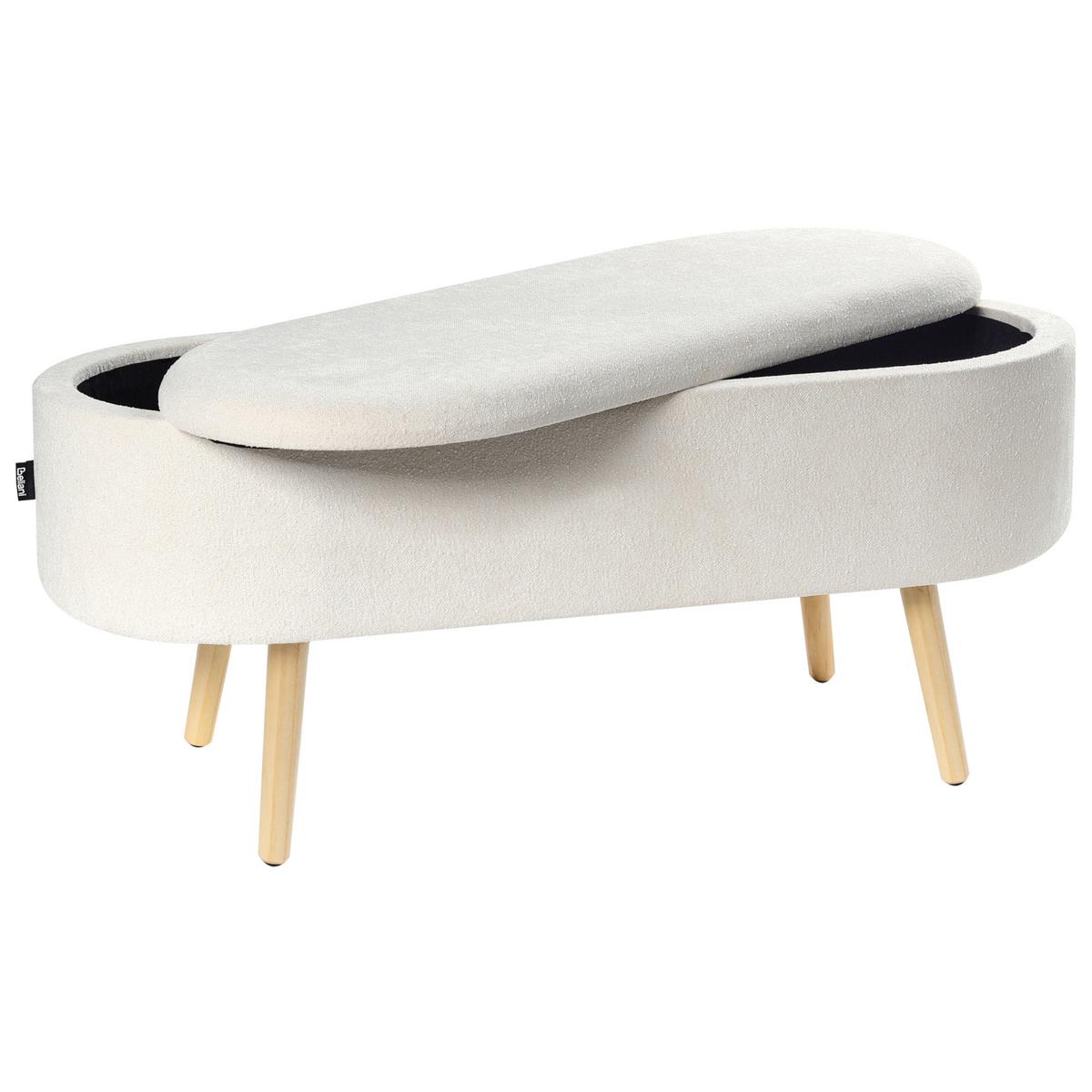 POLSTERBANK Cremeweiß Oklahoma - Creme/Braun, Naturmaterialien (100/46/37cm) - Beliani