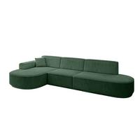 ECKSOFA Ottomane Links MARI-L2-v3 - 328x171x83 cm Grün Cord - Schwarz/Grün, Holzwerkstoff/Kunststoff (328/171cm) - ALTDECOR