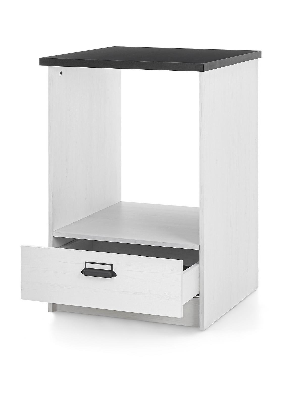 KÜCHEN-SET weiß Pinie, anthrazit 3-teilig 196 cm, Küchenschrank Set im Landhaus-Stil - Anthrazit/Schwarz, Holzwerkstoff/Metall (196/180/64cm) - Furn.Design