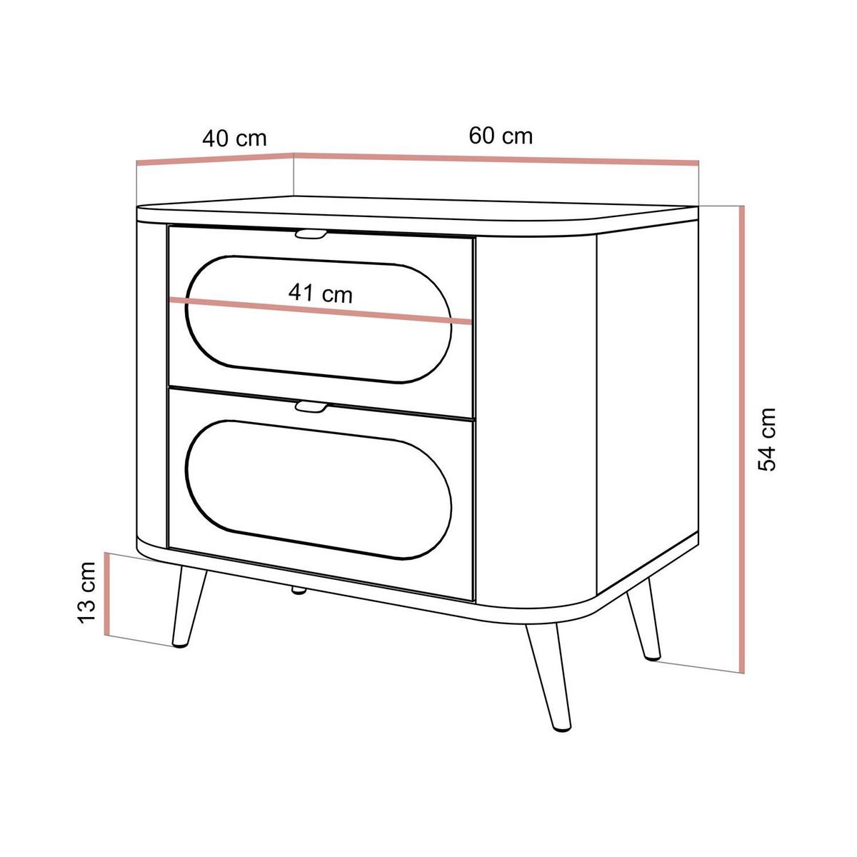 NACHTTISCH SHADOW II 2S mit Schubladen - Goldfarben/Schwarz, Holzwerkstoff (60/54/40cm) - Lookway