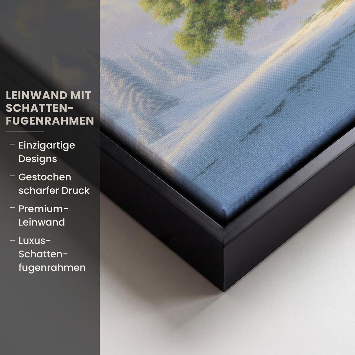LEINWAND Bilder mit Rahmen - Baum - Jahreszeiten - Winter - Landschaft - 40x30 - Multicolor, Textil (40/30cm) - MuchoWow